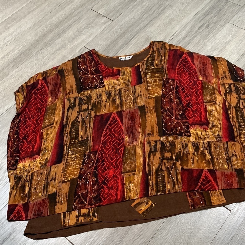 Bop Fall Multiple Print Overlay Beaded Pull-Over … - image 7